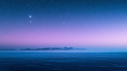 Serene night sky with stars over arctic landscape, tranquil scenery and celestial beauty