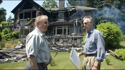 Comprehensive Post-Fire Evaluation of Luxury Estate: Experts Survey Burned Roof, Smoldering Debris, and Contrasting Gree