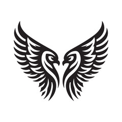 Fototapeta premium Soaring eagle wings tattoo design vector illustration with feather detail