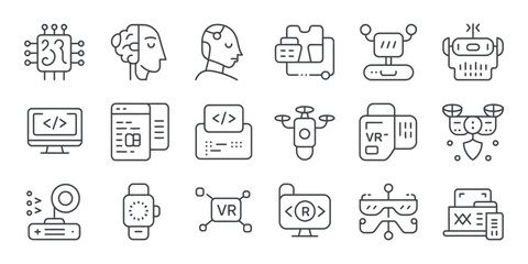 Line Art Icons Cat Illustrations in Various Styles and Technical Representations