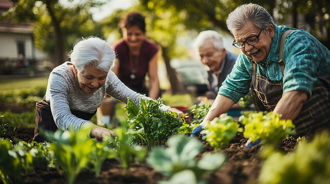  A group of senior citizens engaging in a therapeutic gardening session in the park 