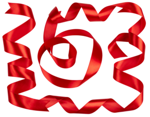 Set Loose Flowing Red Satin Ribbon Loop with Soft Folds