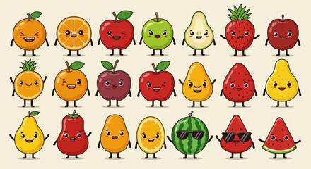 Cute Cartoon Fruits Collection