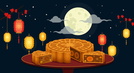 Fototapeta premium Mid-Autumn Festival Mooncakes
