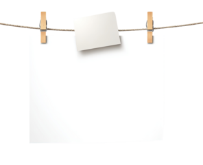 Blank note paper hanging on a clothesline