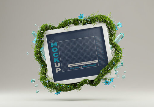 Vegetation Frame and Diamonds Poster Image Mockup