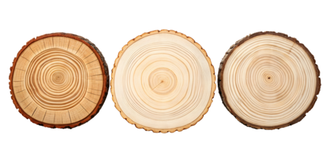 Sliced wooden blank isolated on white or transparent background