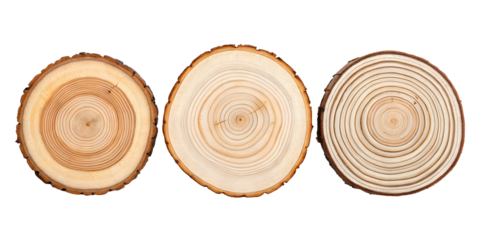 Sliced wooden blank isolated on white or transparent background