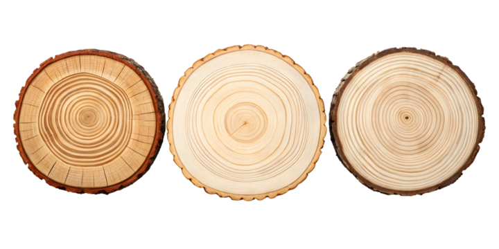 Sliced wooden blank isolated on white or transparent background