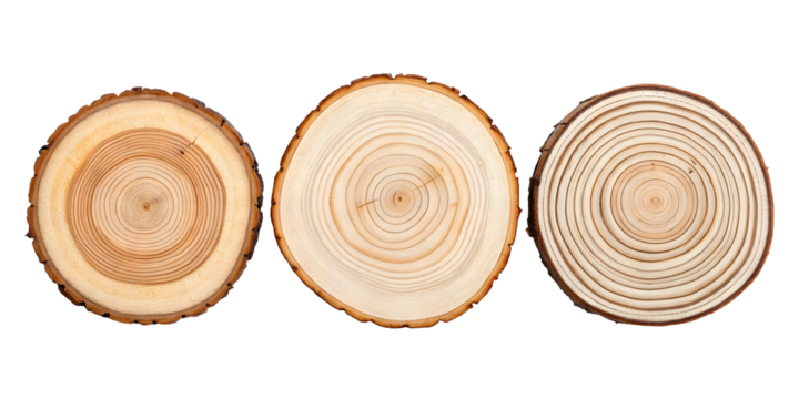 Sliced wooden blank isolated on white or transparent background