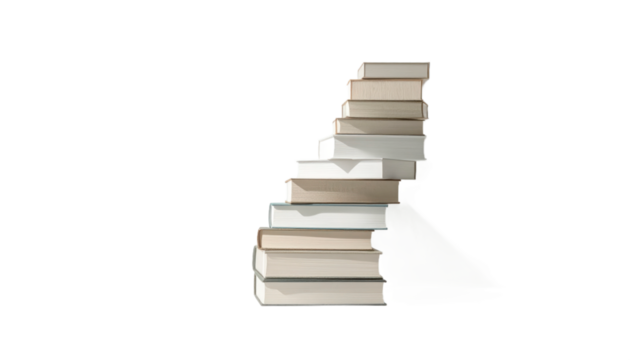 Stack Of Books With White And Textured Covers Against Transparent Background