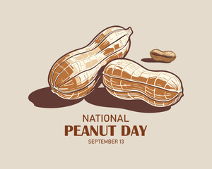 National Peanut Day vector. Pile of peanuts vector illustration. American delicacy. Peanut Day Poster, September 13.