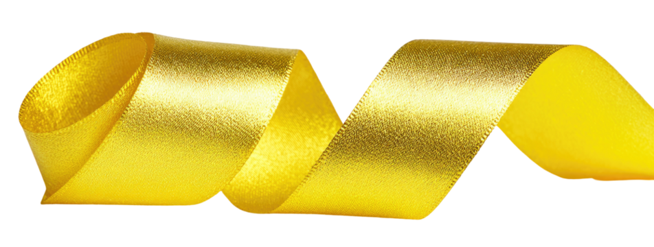 Gold satin ribbon in a swirled pattern
