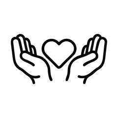 Obraz premium Vector art of two open hands are shown holding a heart symbol