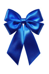 Naklejka premium Deep blue satin ribbon bow, isolated