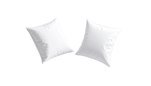 Two White Pillows Isolated On A Black Transparent Background With Soft Texture And Clean Design