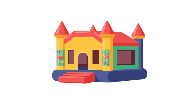 Vibrant inflatable bounce house illustration capturing the essence of childlike joy and recreational activity for festive celebrations and lively