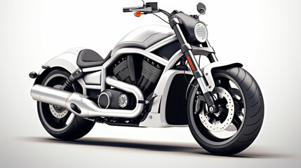 Obraz premium Sleek white motorcycle design, perfect for showcasing speed and adventure, ready to ride