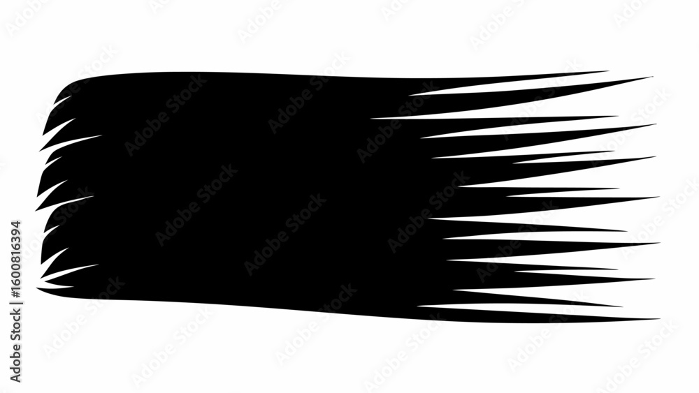 Poster black horizontal brush stroke with jagged edges and sharp points on a white background vector art