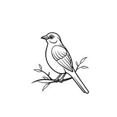 Bird on Tree Branch – Minimal Nature Illustration


