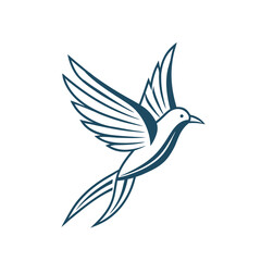 Blue Line Art Hummingbird – Decorative Flying Bird

