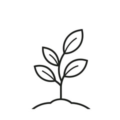 Leafy Sprout Line Art – Minimal Growth Symbol

