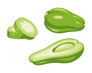 Chayote Squash Arrangement Fresh Green Vegetables for Healthy Eating and Culinary Ingredients