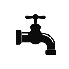 Water Faucet with Drop – Save Water Concept in Silhouette