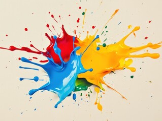 Colorful paint splashes on white background