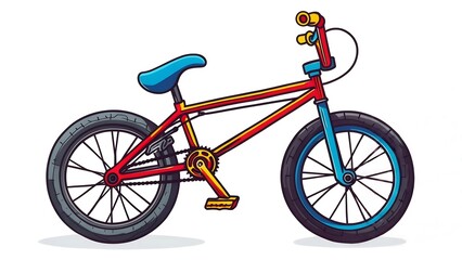Naklejka premium Colorful BMX Bike Illustration with Red Frame and Blue Accents on White Background
