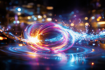 Hypnotic Hyper-Energetic Light Swirls in Dynamic Crossover Motion Creating Vivid Trails of Energy and Futuristic Movement
