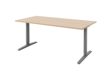 Modern office desk with metal legs isolated on transparent background