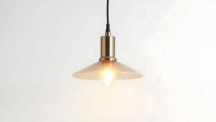 Obraz premium Modern glow for cozy interiors – sleek hanging lamp with soft warm light. 