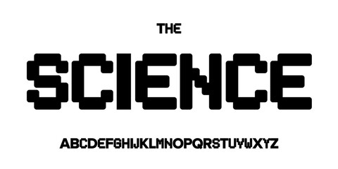 Science technology font, futuristic alphabet for scientific headline, medical digital product logo, display device typography, app UI typographic design. Modern vector typeset. © artyway