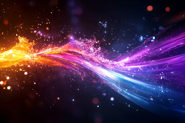 Multicolor shockwave of radiant light rippling outward like an energetic stadium roar, vibrant waves creating dynamic motion and powerful visual impact