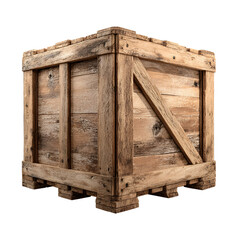Rustic Wooden Crate Isolated on Black Background
