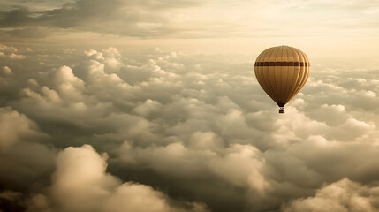 Obraz premium The tranquil sight of a hot-air balloon floating amidst the clouds 