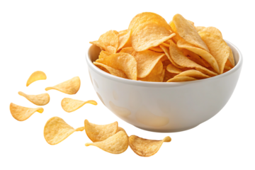 Potato chips with bowl snack food PNG Image