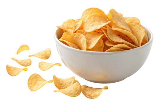 Potato chips with bowl snack food PNG Image - Powered by Adobe