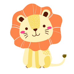 Cute lion illustration. Little lion character.