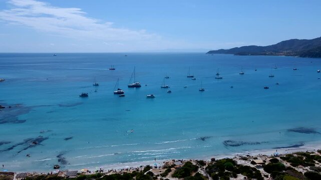 Aerial View Sardinia Campolongu Boats