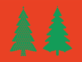 Minimalist Christmas Tree Design with Dots and Geometric Shapes