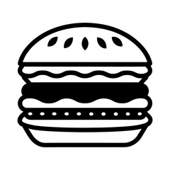 outline vector illustration of a double patty burger