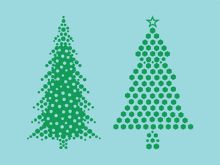 Minimalist Christmas Tree Design with Dots and Geometric Shapes
