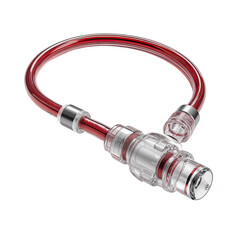 Red, transparent bicycle lock with a U-shape