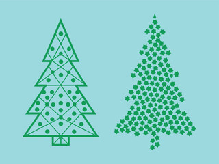 Minimalist Christmas Tree Design with Dots and Geometric Shapes