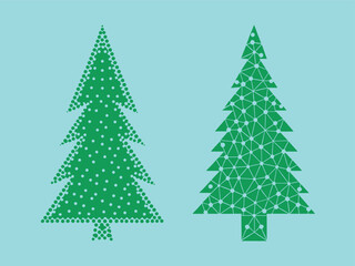 Minimalist Christmas Tree Design with Dots and Geometric Shapes