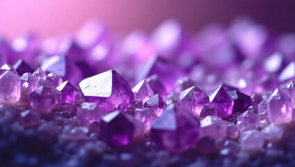 amethyst crystals with deep purple hues and natural textures, macro