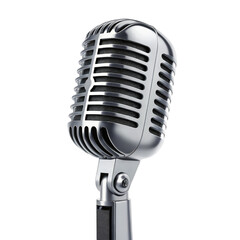 Fototapeta premium Shiny grey iron microphone isolated on a transparent background