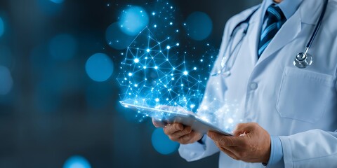  Doctor Utilizing Connected Technology for Advanced Medical Solutions and Patient Care
